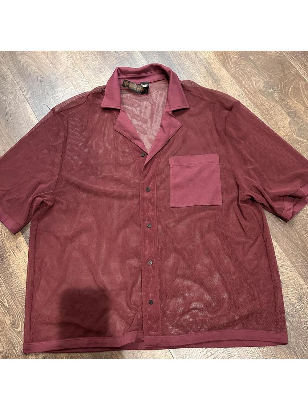 Savage x Fenty Men's Burgundy and Red Shirt